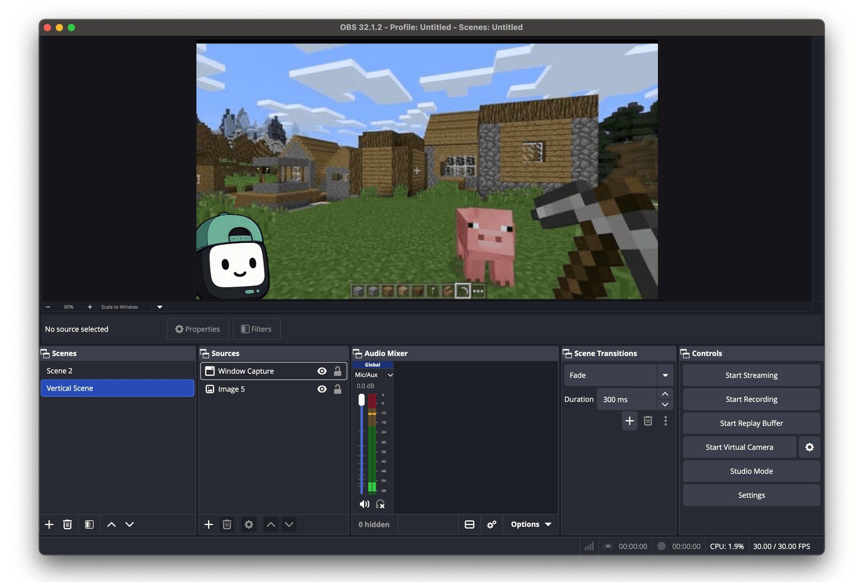 StreamSprite avatar overlaid on a live stream in OBS